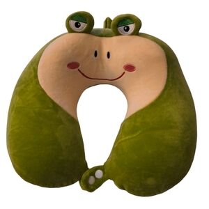 Umerci Green Frog Plush Travel Neck Pillow Memory Foam Vacation Sleep Soft